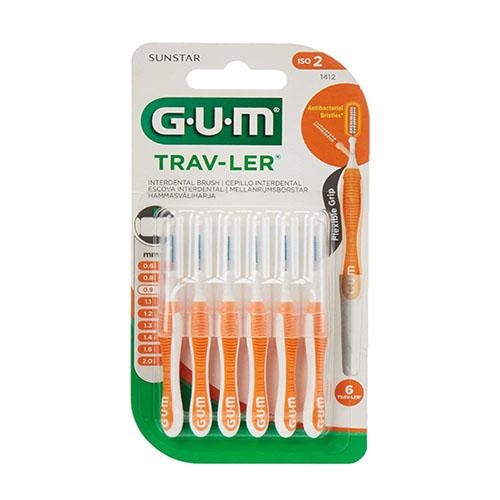 Sunstar Gum Trave Ler Interdental Brush for Interdental Cleaning Orange 0.9mm 6Pcs No.1412