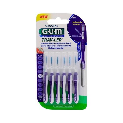 Sunstar Gum Trave Ler Interdental Brush for Interdental Cleaning Violet 1.2mm 6Pcs No.1512