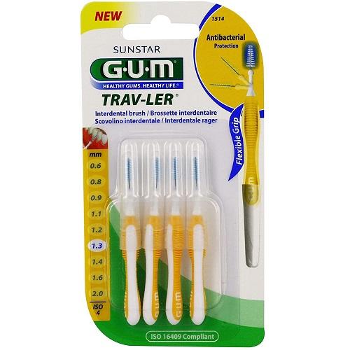 Gum Trav Ler Interdental Clean Brush Antibacterial 1.3mm 4Pcs No.1514