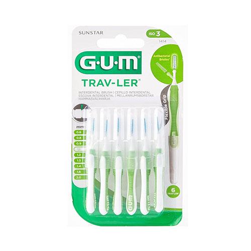 Sunstar Gum Trave Ler Interdental Brush for Interdental Cleaning Green 1.1mm 6Pcs No.1414