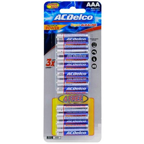 Ac Delco Alkaline AAA 1.5V Battery Pack 8+4Pcs Free