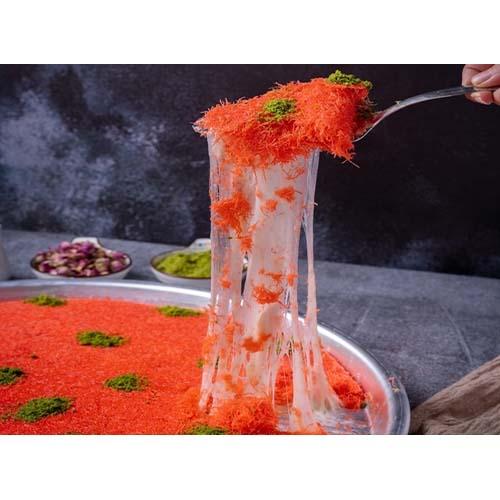 Large Orange Kunafa with Cheese Dish