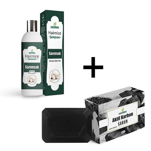 Destek Garlic Shampoo 330ml + Activated Charcoal Soap 150g