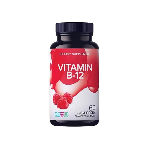 Livs Vitamin B12 Which Helps Support Body Function and Increase Energy Levels with Raspberry Flavor 60Gummies