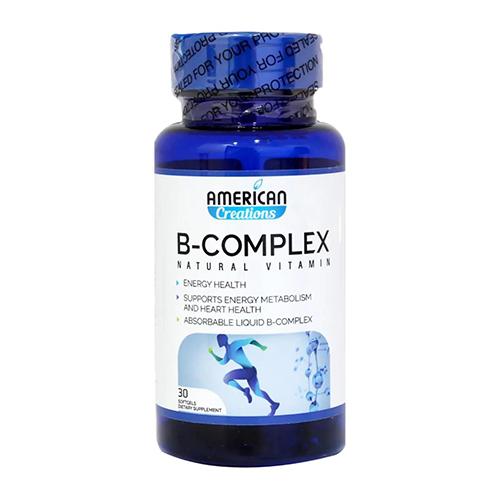 American Creations B Complex Dietary Supplement to Reduce Fatigue and Exhaustion 30Softgel Capsules
