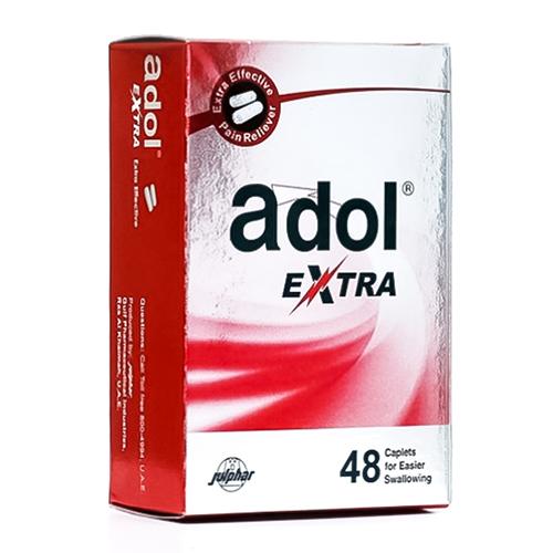 Adol Extra 500mg Effective Pain Reliever and Fever Reducer 48Caplets