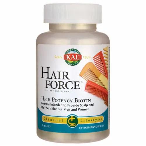 Kal Hair Force High Potency Biotin Dietary supplement 60Vegetarian Capsules