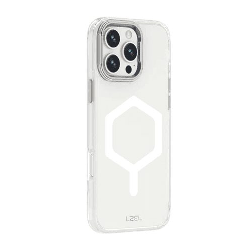 Lzel iPhone 16 Pro Mag Octa Shield Clear Case with Square Magsafe White Model No.MOS63PC