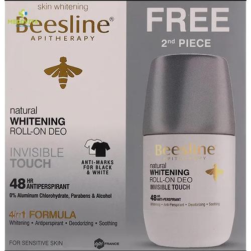 Beesline Natural Skin Whitening Roll On Deodorant Invisible Touch 48Hrs Lasting for Sensitive Skin for Men 50ml 2Pcs