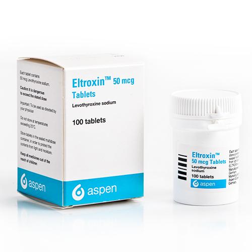 Eltroxin 50mcg for Treating Hypothyroidism and Thyroid Enlargement 100Tablets