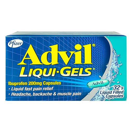 Advil Liqui Gels 200mg  Liquid Fast Pain Relief Headache Backache and Muscle Pain 32Liquid Filled Capsules