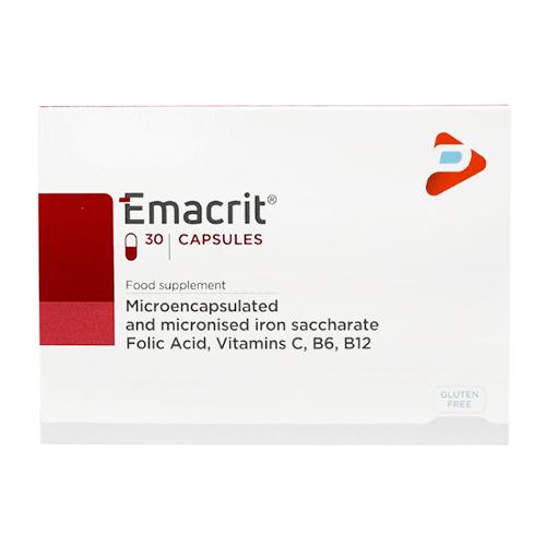 Emacrit Food Supplement to Treat Anemia Alleviate Symptoms of Fatigue and Exhaustion 30Capsules