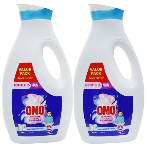 Omo Laundry Cleanser Liquid for Sensitive Skin for Automatic Washing Machines 1.69Ltr 2Pcs