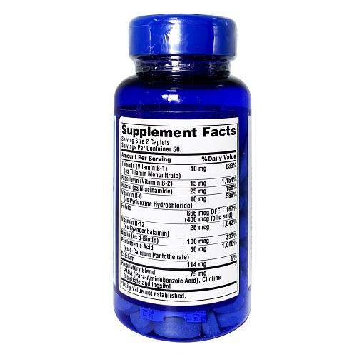 Puritans Pride Complete B Complex Vitamin Dietary Supplement 100Coated Caplets