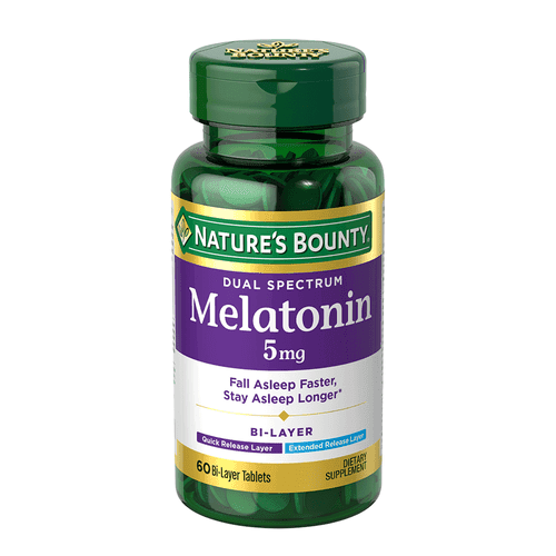 Natures Bounty Dual Spectrum Melatonin 5mg Dietary Supplement to Help Sleep 60Tablets