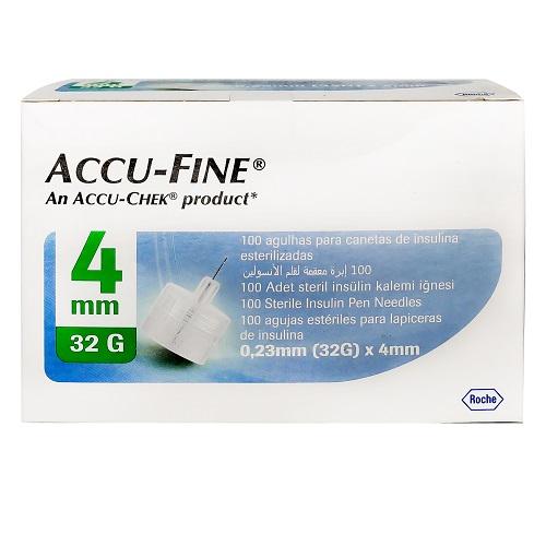 Accu Fine Sterile Insulin Pen Needles 0.23mm 32g × 4mm 100Lancet