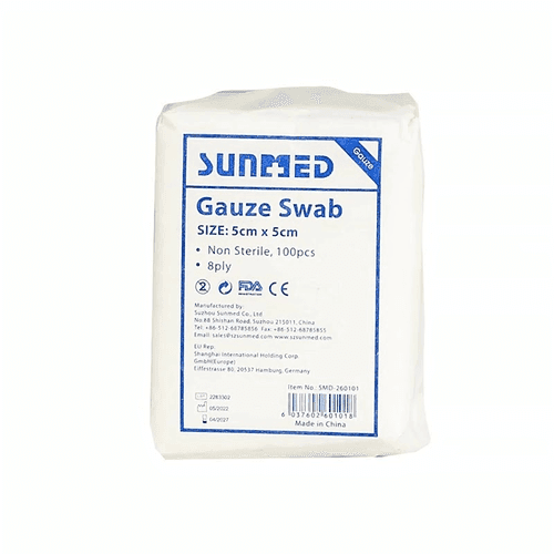 Sunmed Square Gauze Swaps for Dressing and Cleaning Wounds 5*5cm 100Pcs