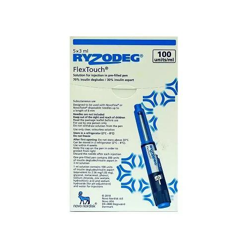Ryzodeg100IU/ml flextouch pen Manage Blood Sugar in Patients with Type1 and Type2 5x3ml