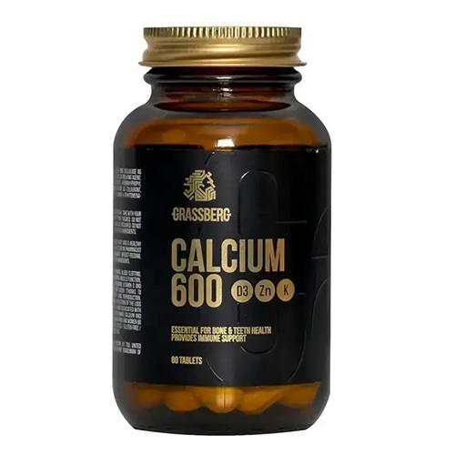 Graspirage Calcium with Vitamin D and Zinc Dietary Supplement for Supporting and Strengthening Bones and Muscles 600mg 60Tablets