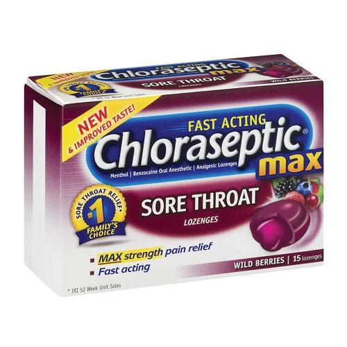 Chloraseptic Max Relieve Sore Throat Pain Concentrate Wild Berries Liquid 15Lozenges