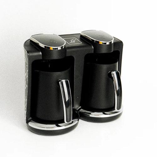 Kanak Double Turkish Coffee Maker 250ml Black and Silver Model No.LH-202-SL