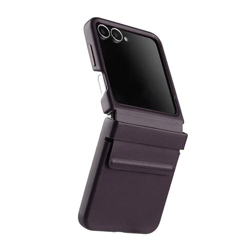 Melkco Leather Protective Case Cover for Galaxy Flip 6 Regal Snap Dark Purple Model No.ZFLP6-RGL-DP