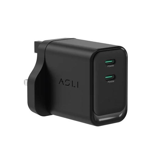 اسلي ثاندرفولت سيرج شاحن حائط GAN بقوة 45واط مزود ب2منافذ USB C اسود موديل رقم.TH45B