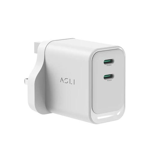 اسلي ثاندرفولت سيرج شاحن حائط GAN بقوة 45واط مزود ب2منافذ USB C ابيض موديل رقم.TH45W