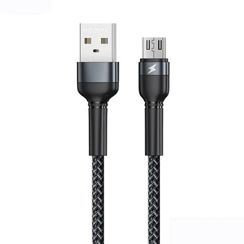 ريمكس كابل سبيكة الالومنيوم مع تصميم مضفر USB الى مايكرو USB الاسود موديل رقم.RC-124MB
