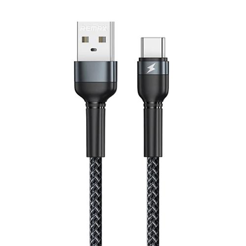 ريمكس كابل سبيكة الالومنيوم مع تصميم مضفر USB الى Type C اسود موديل رقم.RC-124AB