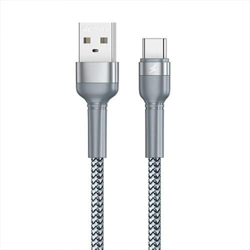 ريمكس كابل سبيكة الالومنيوم مع تصميم مضفر USB الى مايكرو USB فضي موديل رقم.RC-124MS