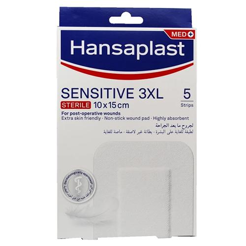 هانزابلاست سينسيتيف 3XL شرائط لاصقة طبية للجروح ما بعد الجراحة مضادة للماء 10سم×15سم 5شرائط 