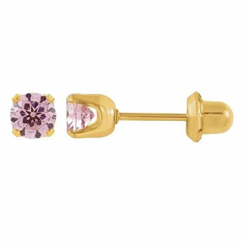 Lustrous Medical Earring Small Pink Diamond Gold Plated 18K 3mm No.177