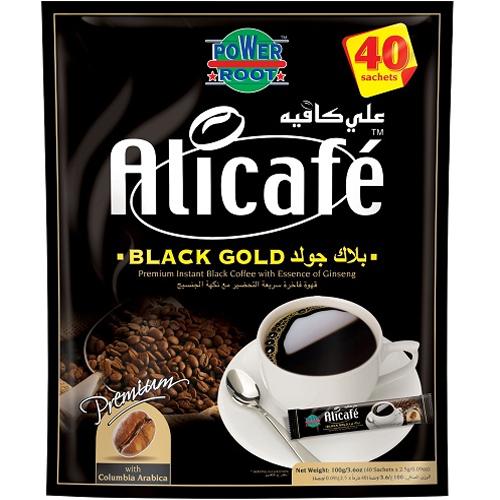 علي كافيه بلاك جولد قهوة فاخرة سريعة التحضير بخلاصة الجنسينج 2.5جم 40ظرف