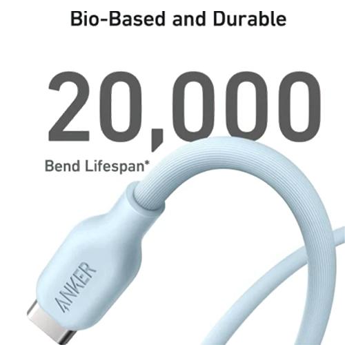 انكر 544 كابل USB C الي USB C خامة طبيعية 140واط 1.8م ازرق
