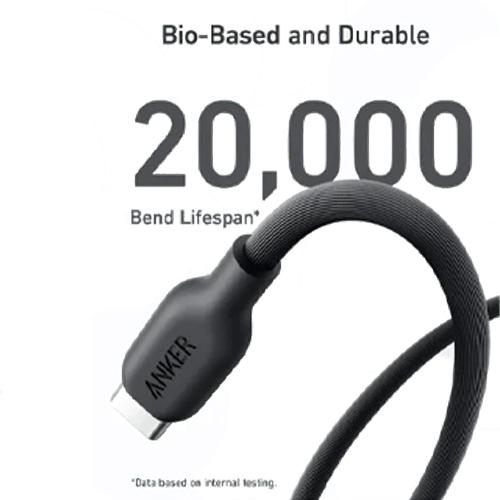 انكر 542 كابل USB C الي لايتنينج خامة طبيعية نايلون 0.9م اسود