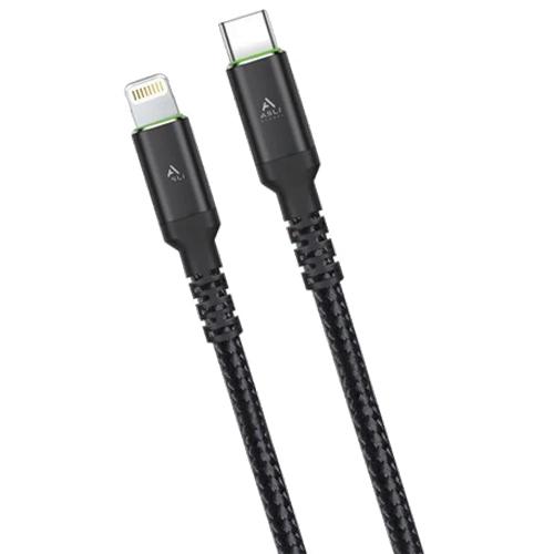 اسلي جلوبال باور وير ماكس كابل USB C الى لايتنينج مضفر بالنايلون شحن سريع 6امبير اسود