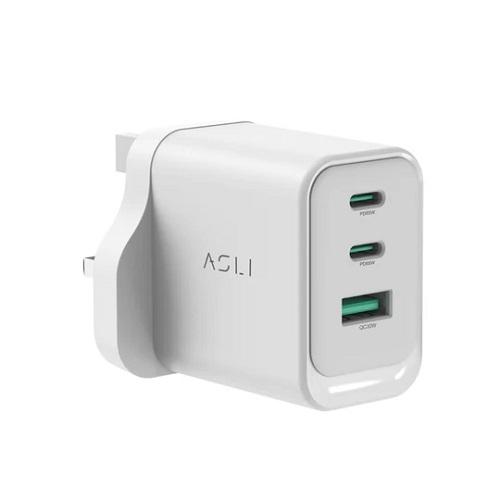 اسلي ثاندرفولت سيرج شاحن حائط بقوة 65واط مزود ب2منافذ USB C و 1منفذ USB ابيض