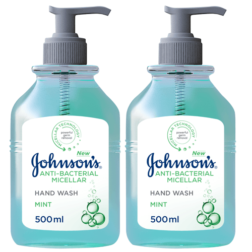 Johnson's Anti-Bacterial Hand Wash Mint 500ml 2Pcs