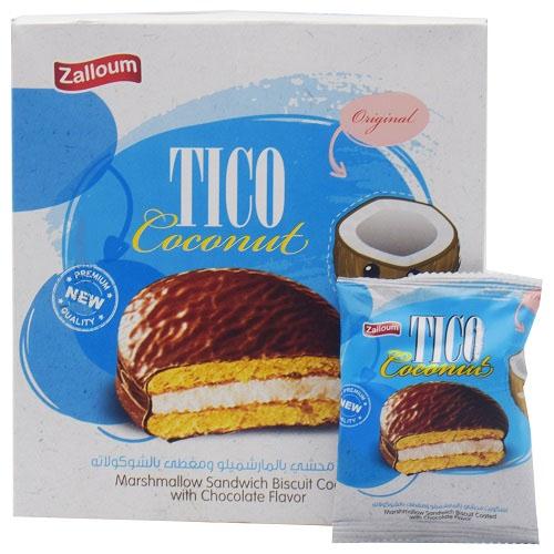 Tico Coconut Marshmallow Sandwich Biscuit Coated with Chocolate Flavor 15g 20Pcs
