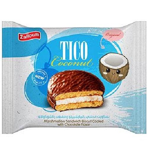Tico Coconut Marshmallow Sandwich Biscuit Coated with Chocolate Flavor 15g