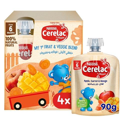 Nestle Cerelac from 6Months Apple Carrot and Mango 90g 4Pcs