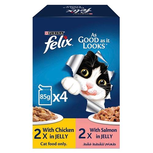 Purina Felix Cat Food Chicken and Salmon in Jelly 85g 4Pcs