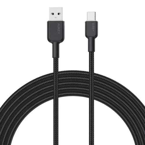Aukey Braided Nylon 0.9m USB 2.0 to Type C Cable Black