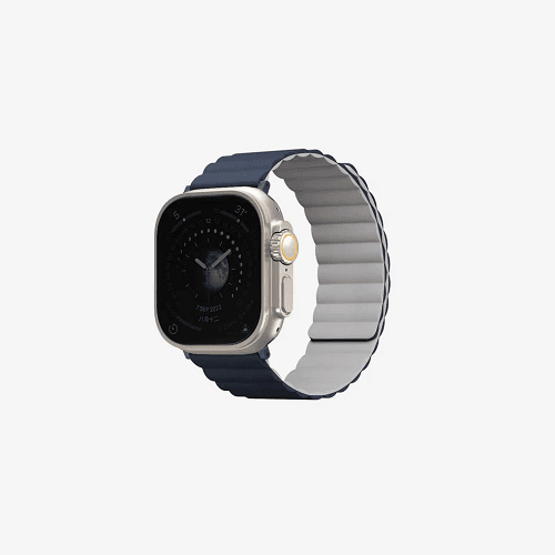 Uniq Revix Reversible Magnetic Apple Watch Strap 49/45/44/42mm Storm Blue and Chalk Grey