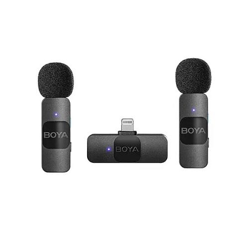 Boya Ultracompact 2.4GHz Wireless Microphone System with Lightning Connector for IOS Device 2TX+1RX