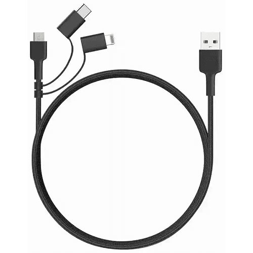 Aukey 3in1 Cable USB to Lightning Micro USB and Type C 1.2m Black Model No.CBBAL5 BK