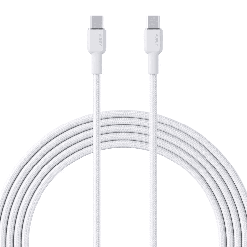 Aukey Nylon Braided USB C to USB C 1m Cable Model No.CBNCC1WH White