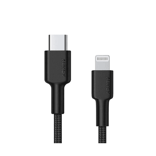 Aukey Braided Type C to Lightning Cable1.2m Black Model No.CBCL1 BK