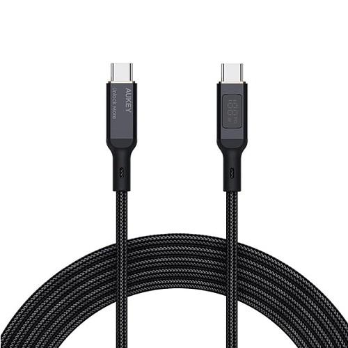 Aukey Nylon Braided Type C to Type C 1m Cable Black Model No.CBNCC1